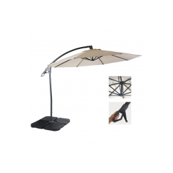 Hngeparasol 3 meter - 300 cm deluxe creme parasol med fliser