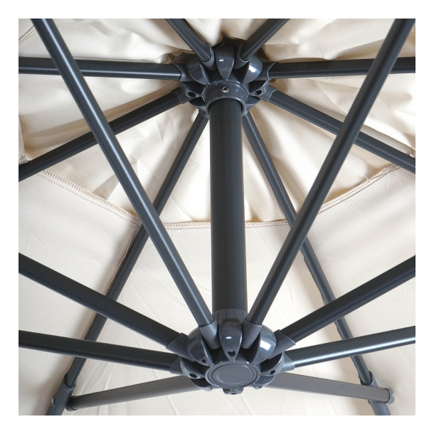 Hngeparasol 3 meter - 300 cm deluxe creme aluminium parasol