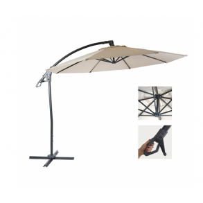 Hngeparasol 3 meter - 300 cm deluxe creme aluminium parasol