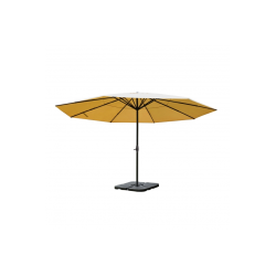 Markedsparasol 5 m - creme/beige haveparasol 5x5 med krank, fod og fliser