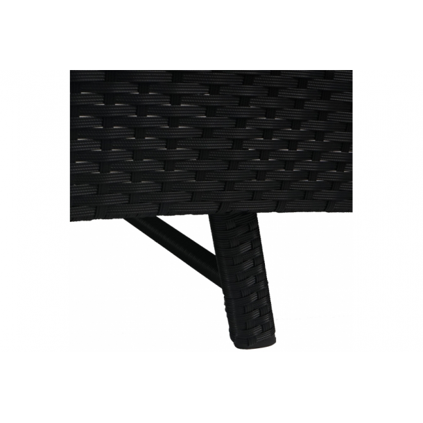 Polyrattan solseng - sort polyrattan liggestol med grt stof
