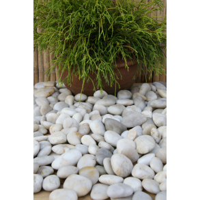 Polerede dekorationssten - 10 kg hvide dekorationssten