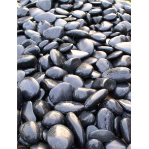 Polerede dekorationssten - 10 kg sorte dekorationssten