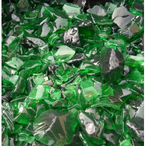 Tromlet dekorationsglas - 10 kg grnne dekorationsglas