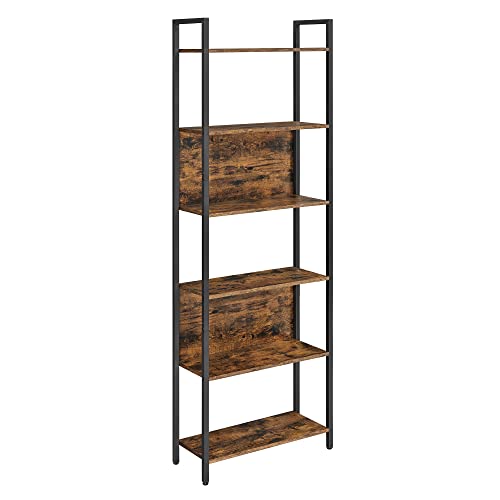 Bogreol med 6 hylder - stuereol - rustik brun 60 x 24 x 186