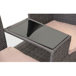 Polyrattan havebnk med bord - gr 2 personers havesofa 132 cm
