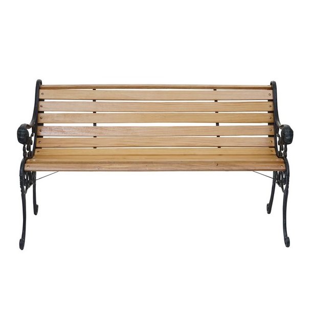 Parkbnk og havebnk - 2 personers lysebrun trbnk p 125 cm