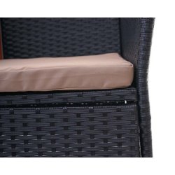 Polyrattan havebnk med bord - sort 2 personers havesofa 132 cm