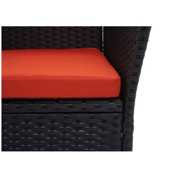 Polyrattan haveb�nk med bord - sort 2 personers havesofa 132 cm