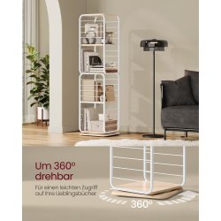 Reol - 360&deg; roterbar bogreol - hvid gulvreol - 43 x 43 x 158