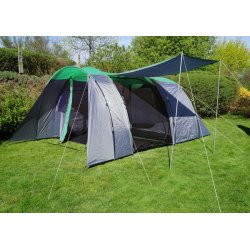 Campingtelt - 6 personers tunneltelt til camping - delbart grnt telt