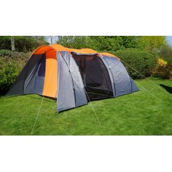 Campingtelt - 6 personers tunneltelt til camping - delbart orange telt