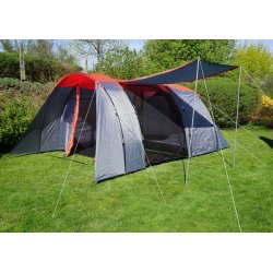 Campingtelt - 6 personers tunneltelt til camping - delbart rdt telt