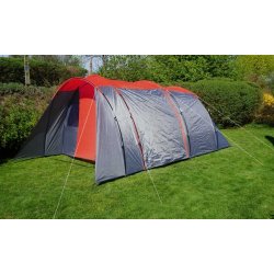 Campingtelt - 6 personers tunneltelt til camping - delbart rdt telt