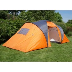 Campingtelt - 6 personers tunneltelt til camping - orange telt