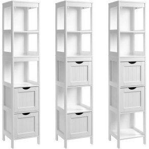 Badev�relsesreol - hvid reol til badev�relse 141,5 x 30 x 30 cm