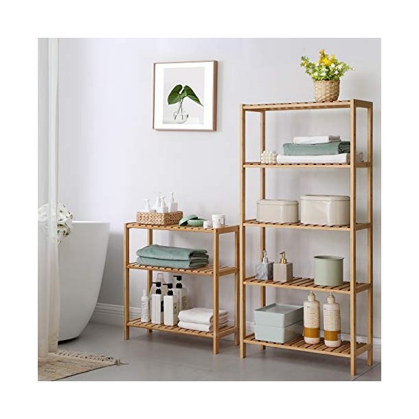 Bambus reol med 3 hylder - badevrelsesreol - 60 x 26 x 66