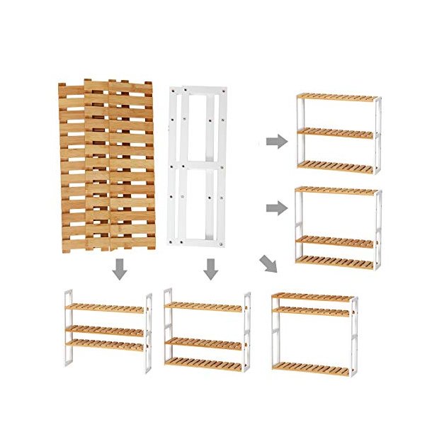 Bambus reol med 3 hylder - v�gh�ngt badev�relsesreol - 60x15x54