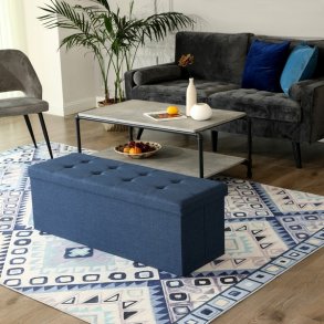 B�nk med kiste - siddeb�nk med opbevaring 110 x 38 x 38 - marinebl�