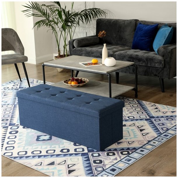 B�nk med kiste - siddeb�nk med opbevaring 110 x 38 x 38 - marinebl�