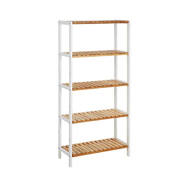Bambus reol med 5 hylder - badev�relsesreol - 60 x 26 x 130