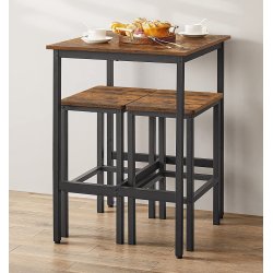 Barbord med 2 skamler - h�jbord med 2 barstole - rustik brun