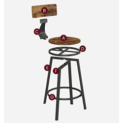 Barstole med rund sde - st med 2 barstole - rustik brun