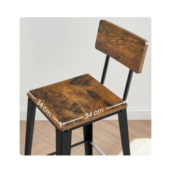 Barstole med rygln - st med 2 barstole - rustik brun og sort