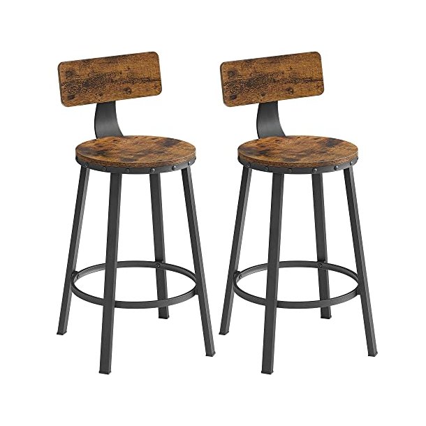 Barstole med rund sde - st med 2 barstole - rustik brun