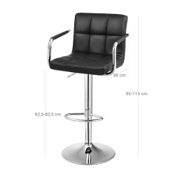 Barstol - 2 stk justerbare barstole - sort l�der