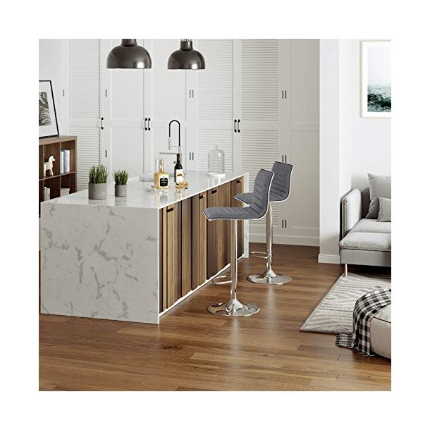 Barstole - s�t med 2 justerbare h�je stole med rygl�n - gr�