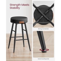 Barstol med kunstlder - st med 2 barstole - sort H63 cm