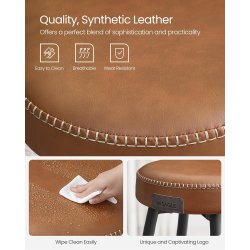 Barstol med kunstlder - st med 2 barstole - brun H63 cm