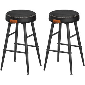 Barstol med kunstl�der - s�t med 2 barstole - sort H63 cm