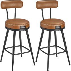 Barstol med kunstl�der - s�t med 2 - s�deh�jde 65 cm - brun