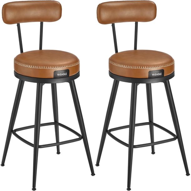 Barstol med kunstl�der - s�t med 2 - s�deh�jde 65 cm - brun