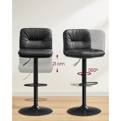 Barstole s�t af 2 - h�je stole med rygl�n og fodst�tte - sort