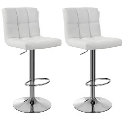 Barstole med kunstl�der - 2 h�je stole med metal fod - hvid
