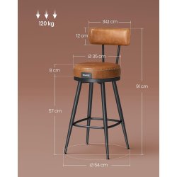 Barstol med kunstl�der - s�t med 2 - s�deh�jde 65 cm - brun