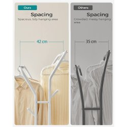 T�jstativ p� hjul - dobbelt t�jskinne hvid 103,5 x 52,5 x 155