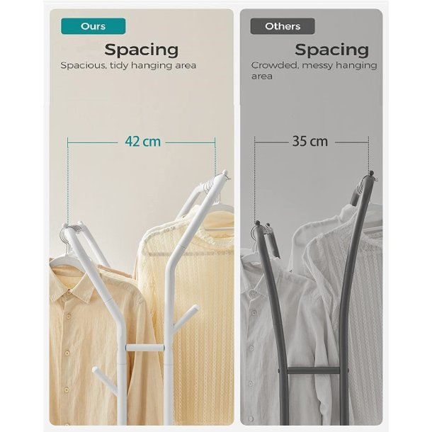 T�jstativ p� hjul - dobbelt t�jskinne hvid 103,5 x 52,5 x 155