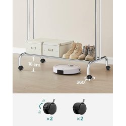 T�jstativ p� hjul - dobbelt t�jskinne s�lv 103,5 x 52,5 x 155