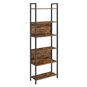 Bogreol med 6 hylder - stuereol - rustik brun 60 x 24 x 186