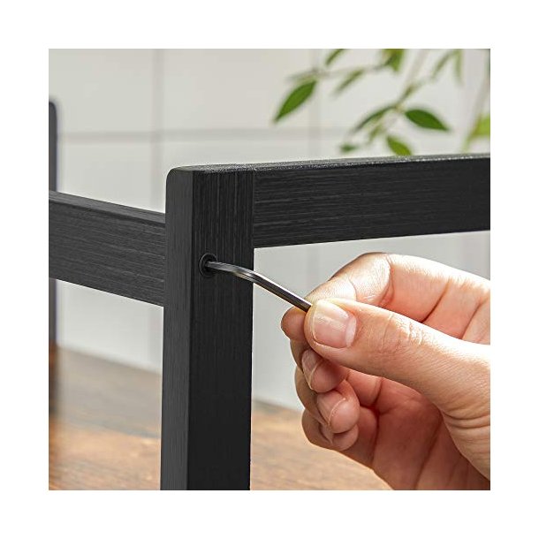 Krydderihylder - k�kkenhylder - sort med 3 rustik brune hylder