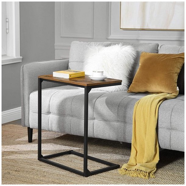 Sidebord i industrielt design til sofa eller seng - rustik brun