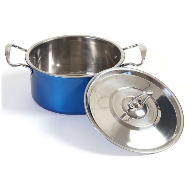 Camping grydest i 6 dele - 3 kkkengryder i rustfrit stl ~ bl