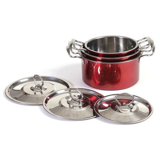 Camping grydest i 6 dele - 3 kkkengryder i rustfrit stl ~ rd