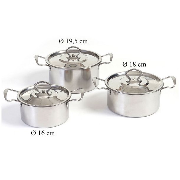 Camping grydest i 6 dele - 3 kkkengryder i rustfrit stl ~ slv