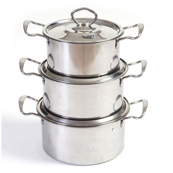 Camping grydest i 6 dele - 3 kkkengryder i rustfrit stl ~ slv