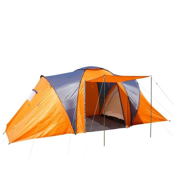 Campingtelt - 4 personers tunneltelt til camping - orange telt